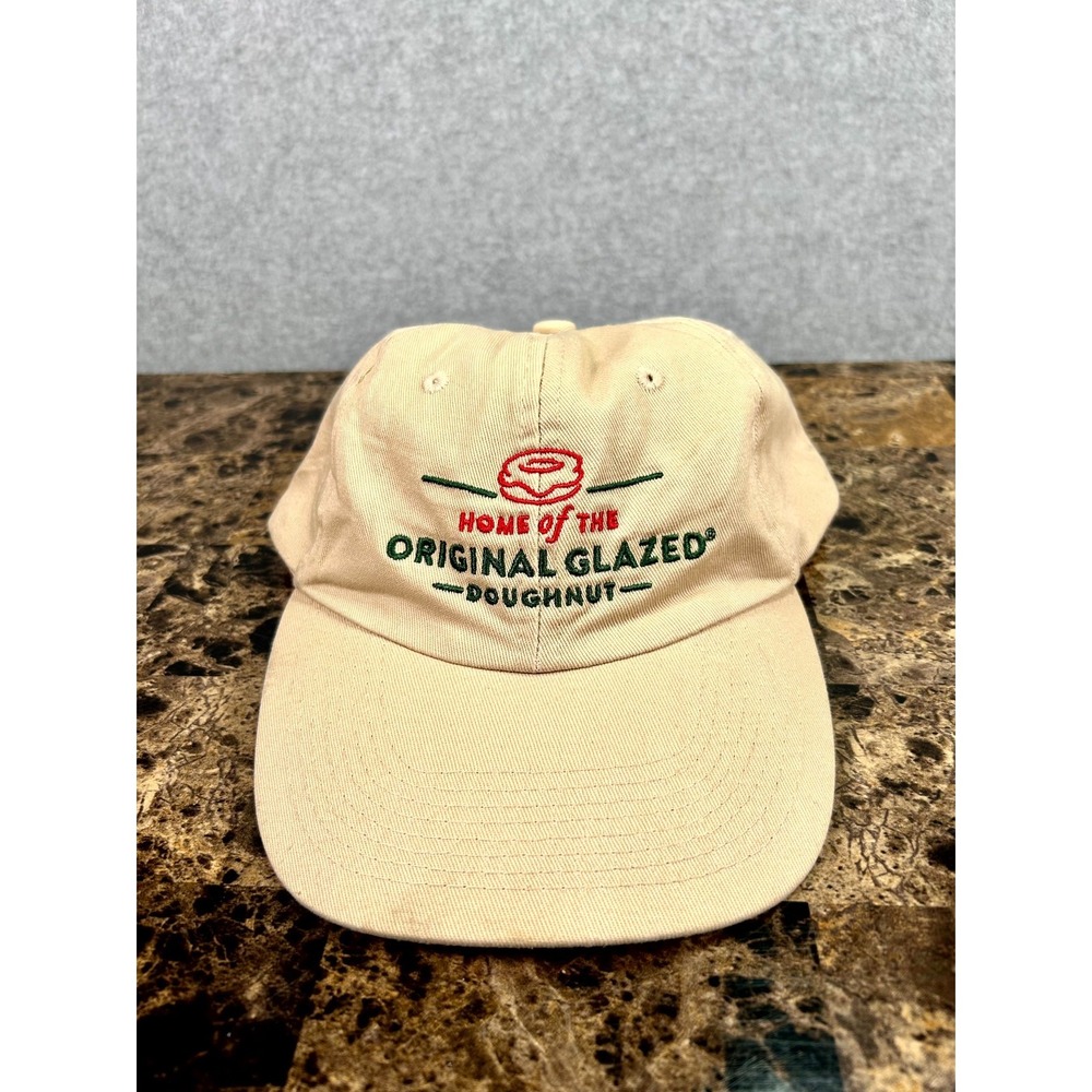 CSE Krispy Kreme Doughnuts Hats Mens Beige Embroidered Strapback Baseball Cap